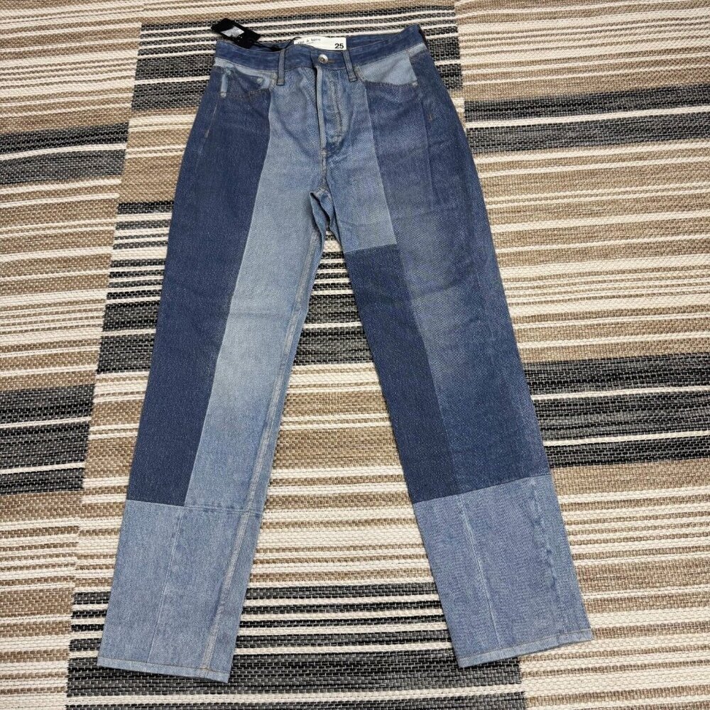 Rag & Bone Miramar Stretch Nina Cigarette Pants Byron Wash Patchwork Size 25